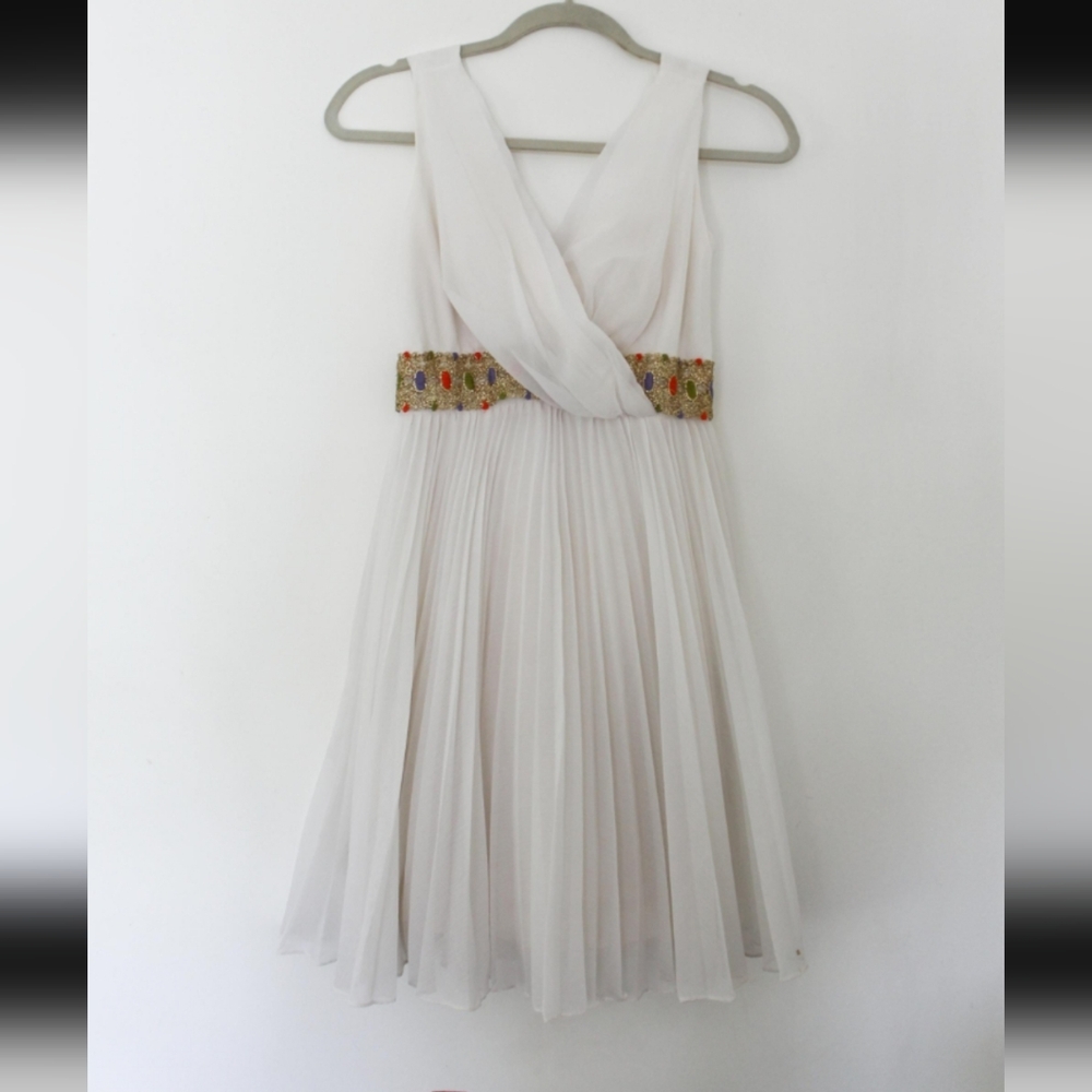 SOLD - Vintage 1960s Grecian Style White Chiffon Cocktail Dress - Picture 2 of 8